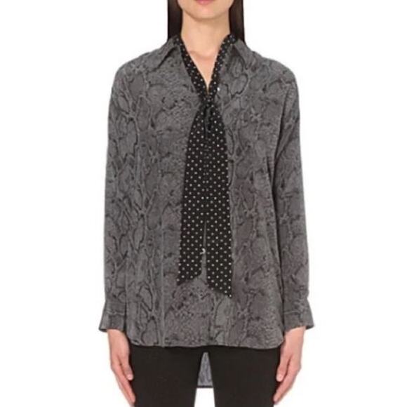 EQUIPMENT FEMME X Kate Moss Daddy Python Print Silk Button Front Blouse Gray XS - Picture 1 of 11